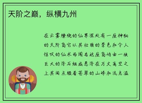 天阶之巅，纵横九州